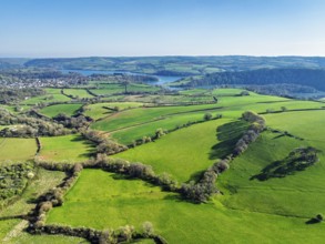 Farms and Fields over Paignton from a drone, Devon, England, United Kingdom