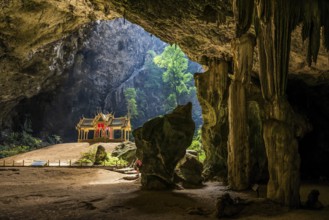 Temple in a stalactite cave, Phraya Nakhon Cave, Khao Sam Roi Yot National Park, Hua Hin, Prachuap