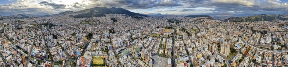 360 degree drone panorama, Quito, Ecuador