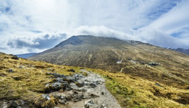 View from Nevis Range Mountains, Grampian Mountains, Fort William, Highland, Lochaber, Scotland, UK