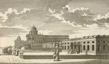 The royal palace near Potsdam, Germany, around 1880, digitally restored reproduction of a 19th
