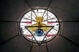 View of the dome apex with Trinity window by Rudolf Hoflehner, Ludwigskirche, St Ludwig, Darmstadt,