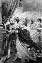 Emperor Bonaparte and Empress Marie Louise fleeing from a fire during a ball organised by the