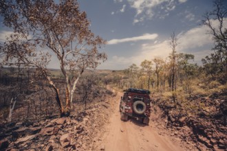 Landrover Defender four-wheel drive vehicle in the Australian outback