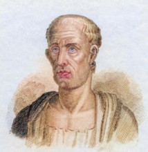 Asclepiades, C. 124/129 To 40 Bc. Greek physicist, coloured woodcut from Crabbe's Historical