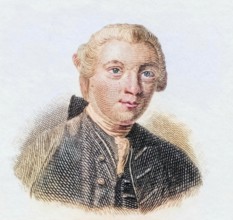 Soame Jenyns, 1704 to 1787, English writer, coloured woodcut from Crabbe's Historical Dictionary