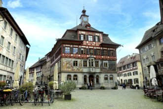 Town Hall Square, Rathausplatz and Town Hall, Stein am Rhein, Canton of Schaffhausen, Switzerland