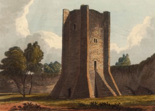 Watchtower of Conisbrough Castle, medieval fortress in Conisbrough, South Yorkshire, England,