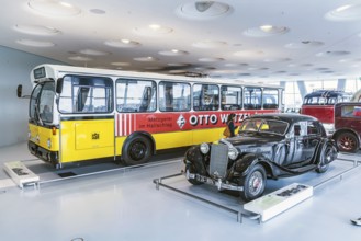 Mercedes-Benz 320 streamlined saloon from 1939. The Mercedes-Benz Museum in Stuttgart presents a