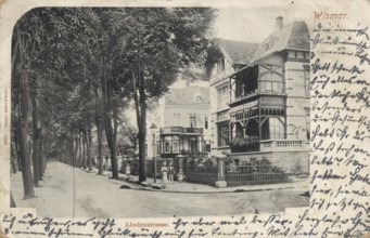 Historical postcard, picture postcard, Lindenstraße in Wismar, Mecklenburg-Vorpommern, Germany,