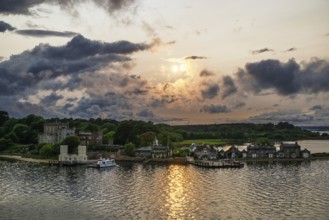 Sunset over Brownsea Castle, Brownsea Island, Poole, Dorset, England, United Kingdom