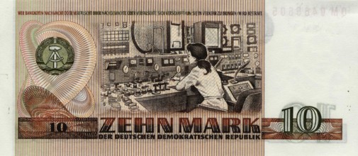 Banknote, banknote, 10 Deutsche Mark, GDR, reproduction of a historical banknote