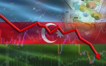 Azerbaijan financial fall on economy market. Azerbaijan financial crisis on economic graph