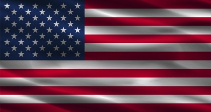 American flag with fabric texture. Realistic flag of USA waving