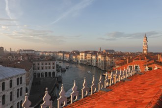 View of the Grand Canal from the Fondaco dei Tedesch in the Rialto district, Venice, Veneto, Italy