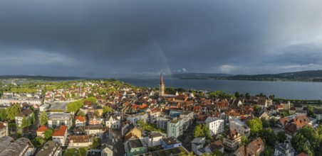 Luftbild, Panorama von der Stadt Radolfzell am Bodensee mit der historischen Altstadt und dem