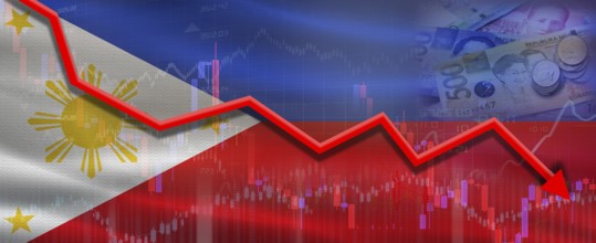 Philippines financial crisis on economic graph. Financial fall of Philippines on economy market