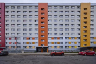 High-rise buildings, residential buildings, residential silos, facade, window, car park with