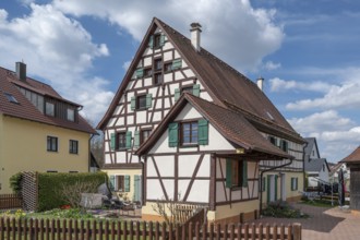 Historic half-timbered house, Offenhausen, Middle Franconia, Bavaria, Germany