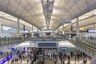 Terminal of Chek Lap Kok Airport (HKG) in Hong Kong, China