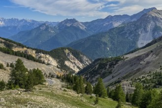 View of the southern ascent to the southern ramp of the Col de l'Izoard d'Izoard Alpine pass 2360