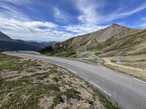 Northern ascent mountain road alpine road with serpentines above tree line shortly in front of pass