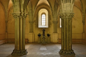 Chapter house, sala capitolare, interior, Gothic basilica of the Cistercian abbey Fossanova