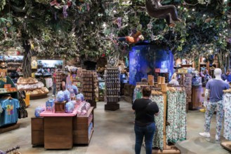 Gift shop in the Rainforest Cafe theme restaurant at Disney Springs at Disney World in Orlando,