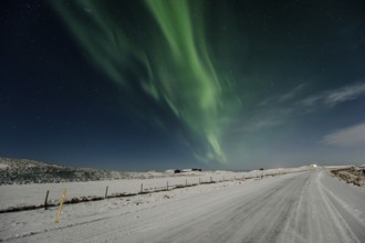 Northern Lights, Close to Vik, Ring Road, Mountains, Frost, Winter, Cold, Snow, Night, Iceland*