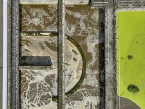 Germany - Wastewater treatment in a sewage treatment plant, clarifier with brown wastewater