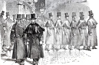The policemen of London in 1875, England, digitally enhanced reproduction from a 19th century