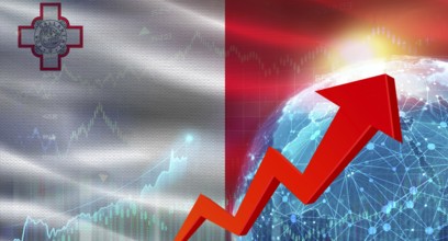 Global financial growth with Malta flag. Financial growth with Malta flag on economic background