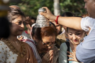 Hindu devotees takes part in Rath Yatra religious procession Guwahati, India on June 27, 2025. Rath