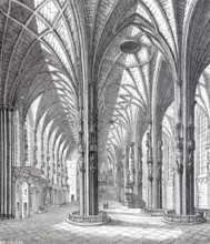 Interior of St Stephen's Cathedral, Stephansdom, in Vienna, Austria, Historical, digitally enhanced