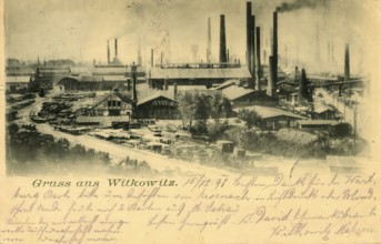 Historical postcard, picture postcard, industry in Witkowitz, Witkowitzer Bergbau- und Hüttenwerke,