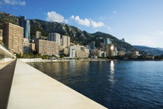 Panorama, Skyline with skyscrapers by the sea, Monte Carlo, Cote d'Azur, Monaco