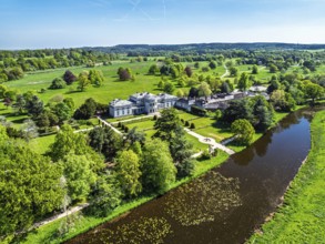 Shugborough Estate from a drone, Great Haywood, Staffordshire, England, United Kingdom