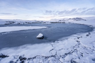 Jökulsarlon, icebergs, ice, glacial lake, Vatnajökull Glacier, winter, snow, sunset, Iceland*