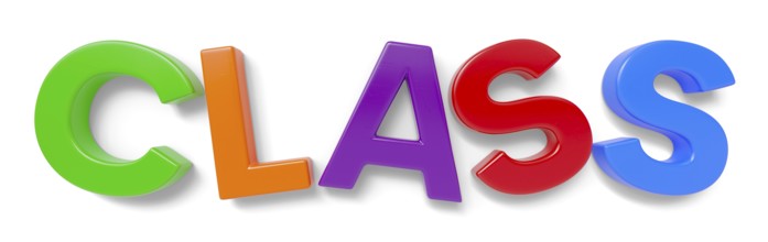Plastic magnetic letters spelling the phrase back to class with drop shadow isolated on a white