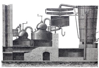 Alcohol production, distillation apparatus by Johann Heinrich Leberecht Pistorius, Pistorius