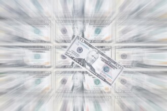 US dollar notes, 10 dollars, 50 dollars, banknotes, zoom effect