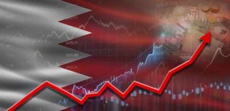 Bahrain financial growth on market graph. Bahrain economic growth on financial graph