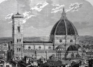View of Florence Cathedral around 1800, Tuscany, Italy, Historical, digitally restored reproduction