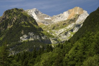 Mountain landscape in the Bujaruelo Valley or Valle de Bujaruelo near Torla-Ordesa, Spain