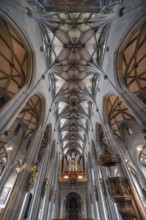 Interior of the Gothic Überlingen Minster, St Nicholas, built in 1350 and 1576 in the late Gothic