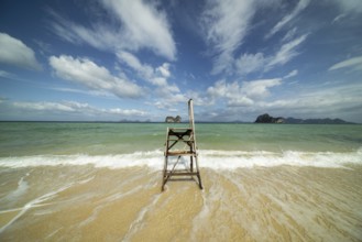 A lonely boarding and disembarking ladder for longtail boats on the beach of Koh Ngai Island,