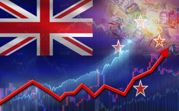 New Zealand economic growth on financial graph. New Zealand financial growth on market graph