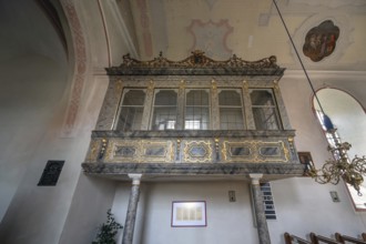 Glazed gallery in St John's Church, remodelled in Baroque style in 1750, Engeltahl, Middle