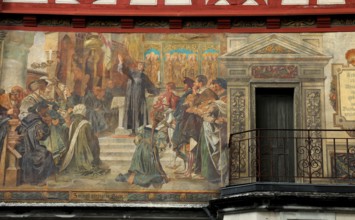 House facade with facade painting in the old town, Stein am Rhein, Canton Schaffhausen, Switzerland