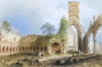 Sligo Abbey, County Sligo, Ireland, from the Landscape and Antiquities of Ireland, 1841, digital